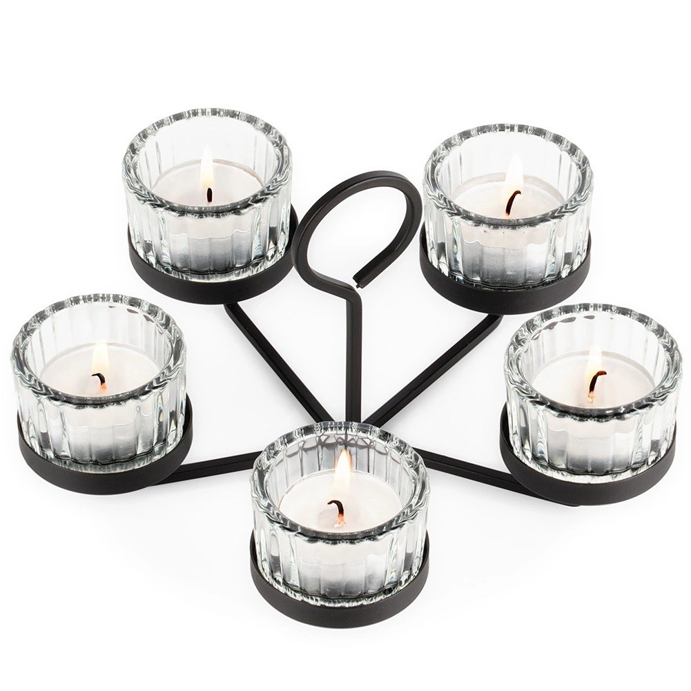 Levně Home Styling Collection Svícen na tealight, kov a sklo, 21 x 21 x 12 cm
