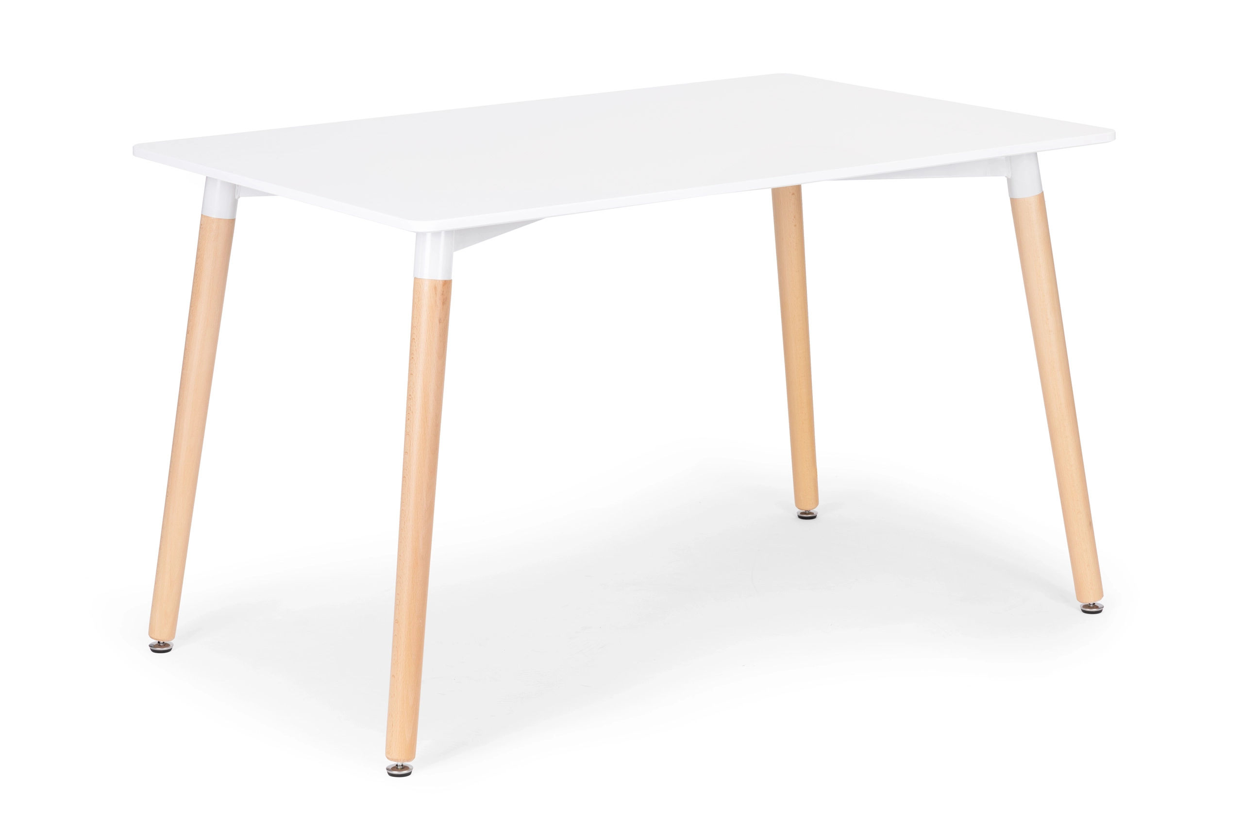 Levně Modernhome moderní jídelní stůl 120 × 60 cm, bílá deska a dřevěné nohy