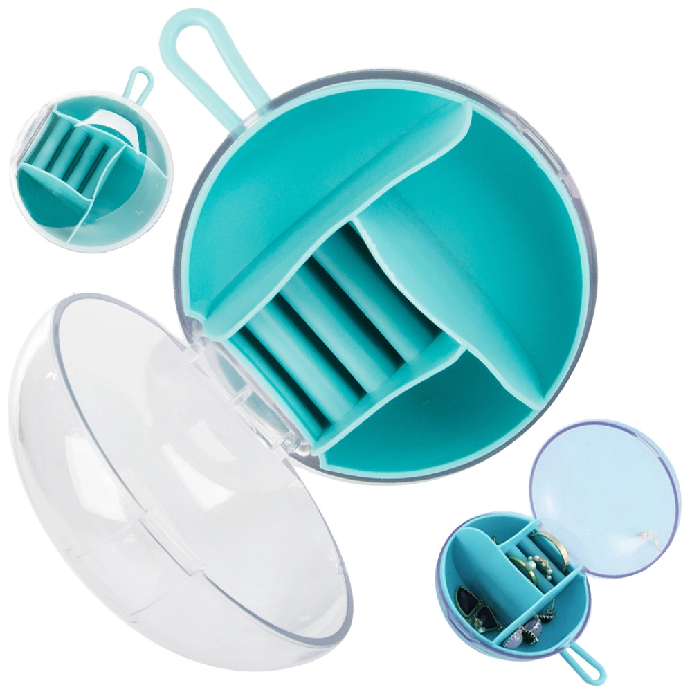 Cestovní kulatá šperkovnice s přihrádkami