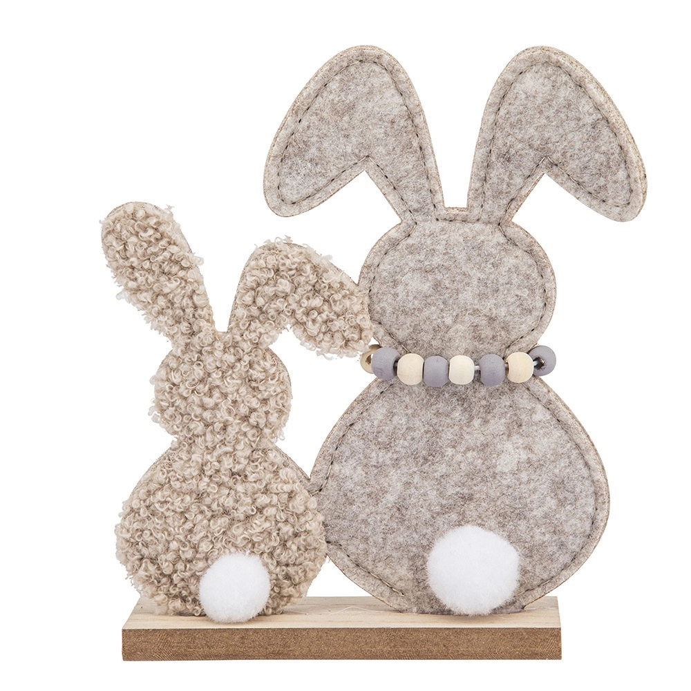 Levně Dekorativní figurka zajíce bouclé béžová 17 cm