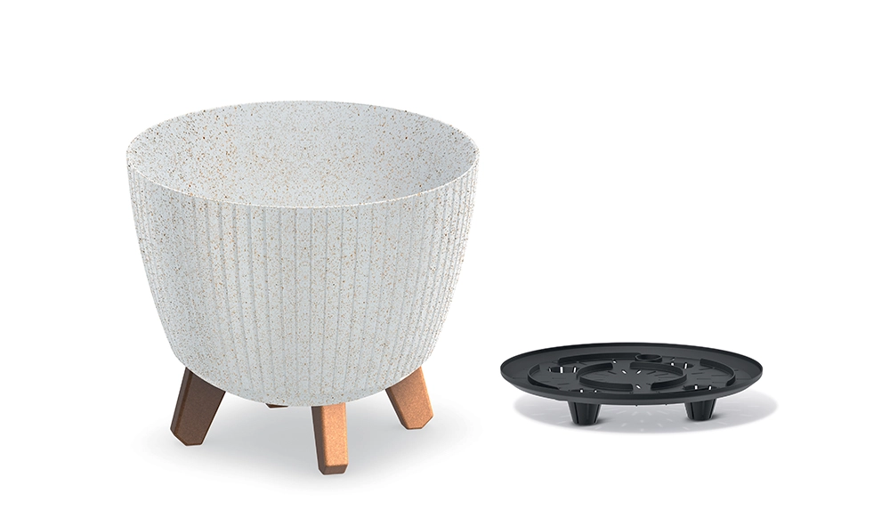 Levně Prosperplast Květináč LAMIAL ECO WOOD bílý 28,8 cm