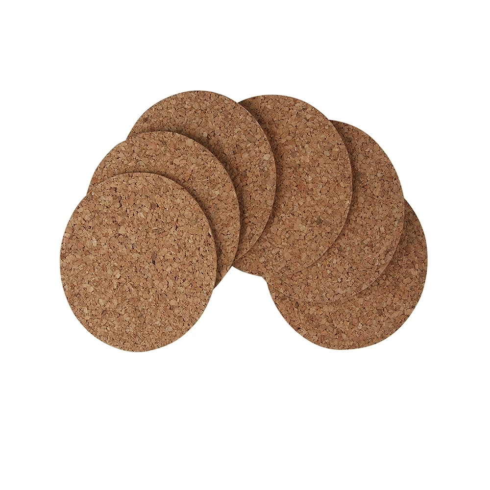 Levně Sada kulatých korkových podložek pod sklenice 10 cm (6 ks)