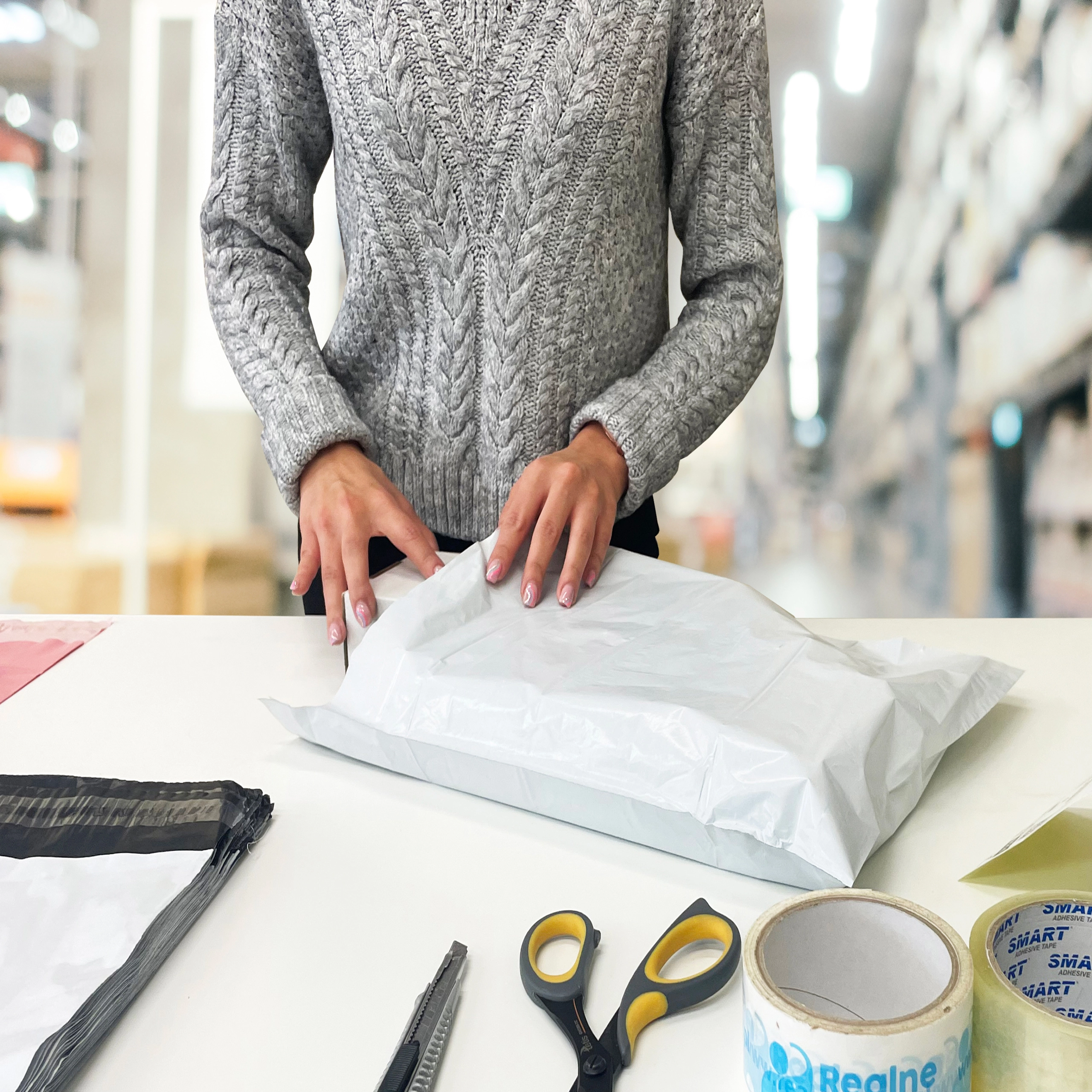 Bílé kurýrní plastové obálky B3 400 × 500 mm, balení 50 ks