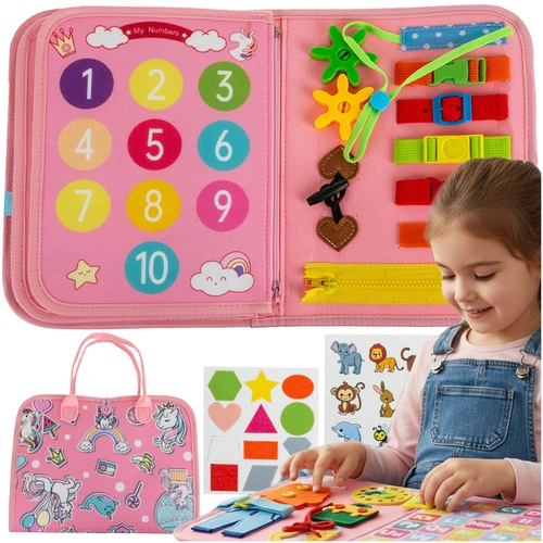 Kruzzel 26880 Montessori senzorická kniha 7 v 1 růžová