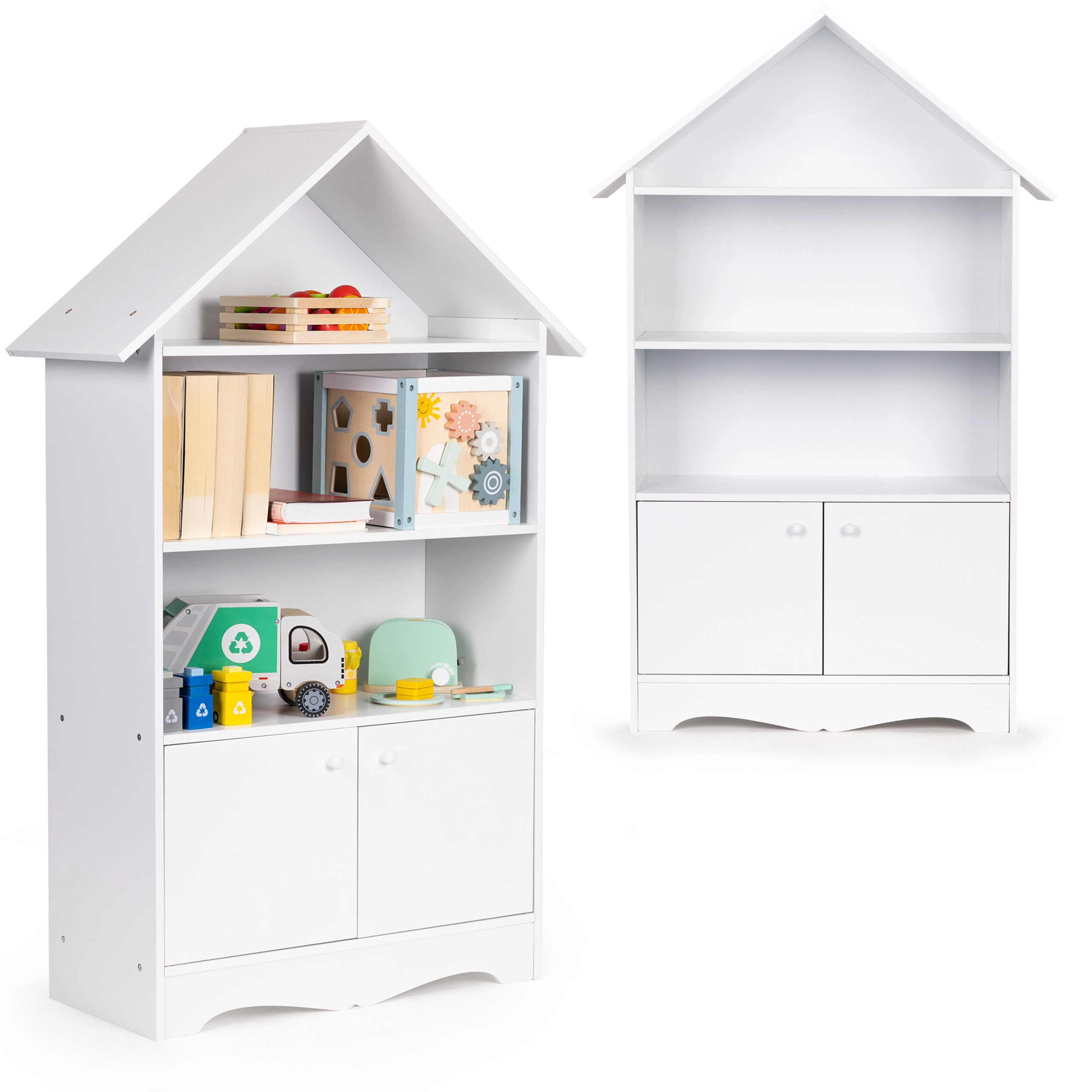 Levně Dětská knihovna ve tvaru domečku s dvířky ECOTOYS