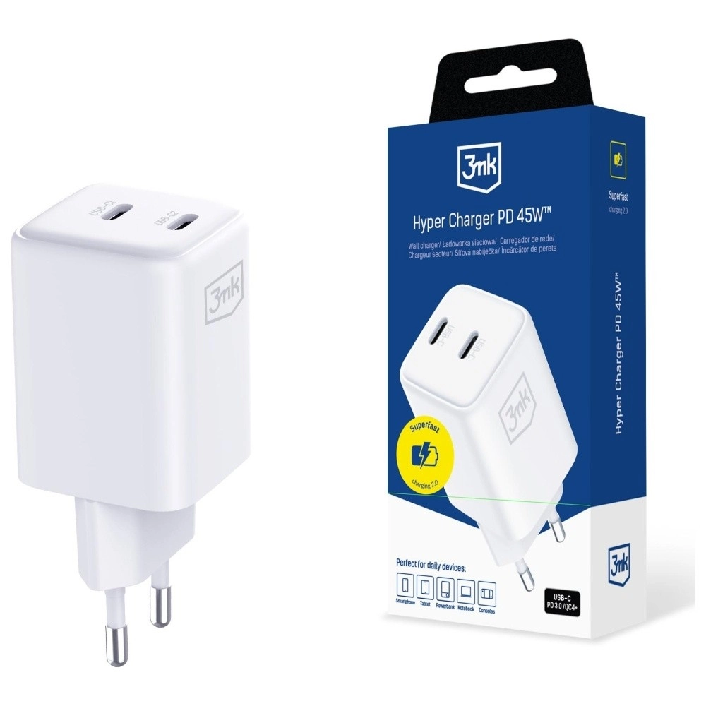 Levně 3MK Hyper Charger PD 45W GaN bílá síťová nabíječka