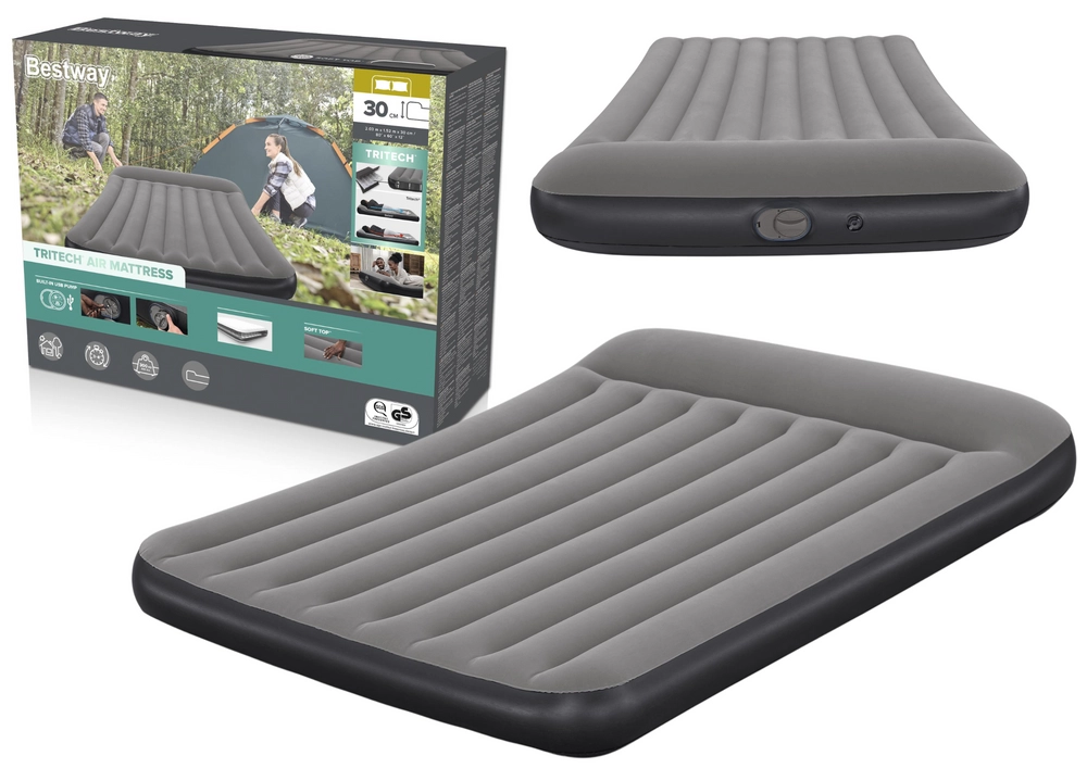 Levně BESTWAY TriTech Queen Nafukovací postel s vestavěnou pumpou, 203 x 152 x 30 cm 671BS