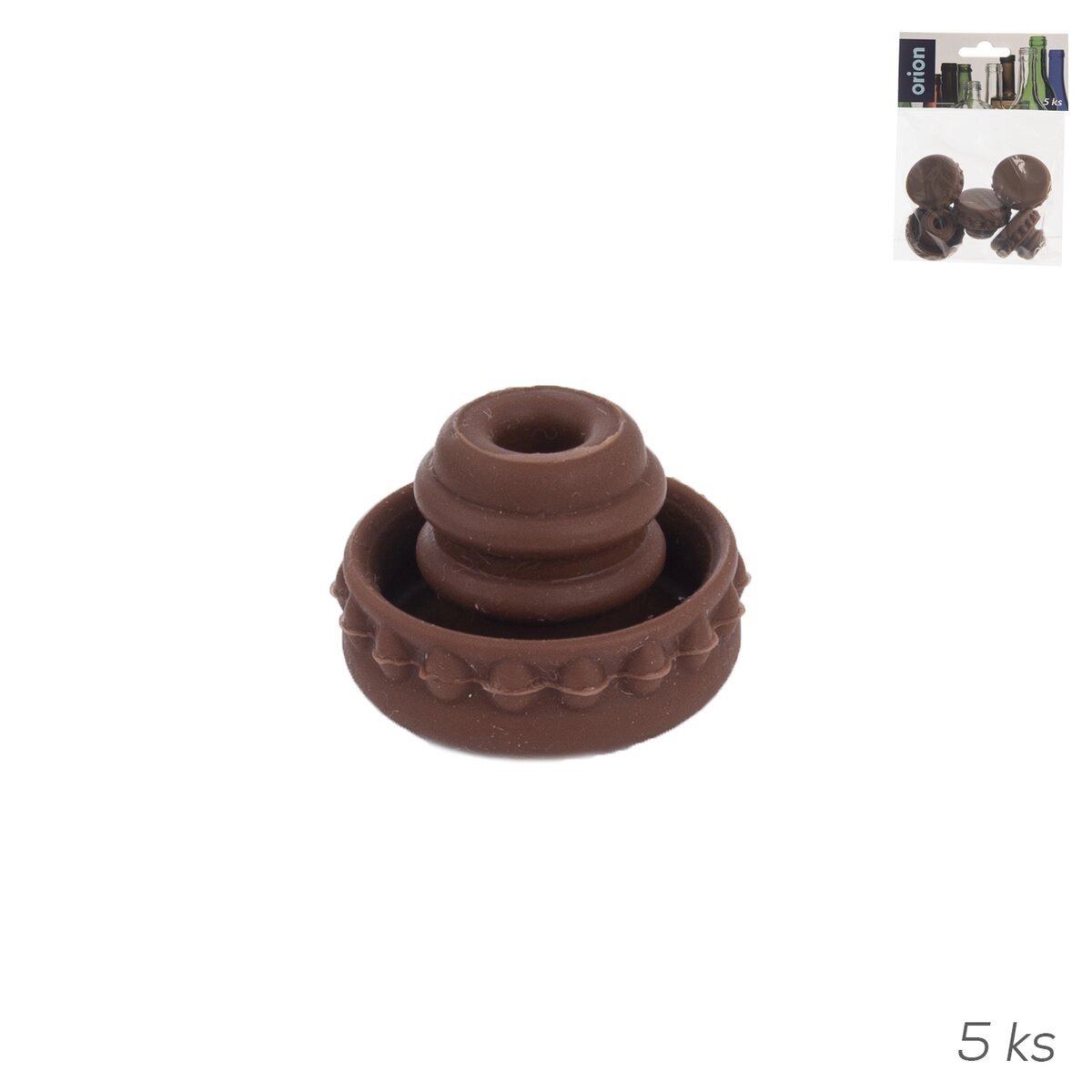 Levně Silikonová zátka 3,5 cm, hnědá (5 ks)