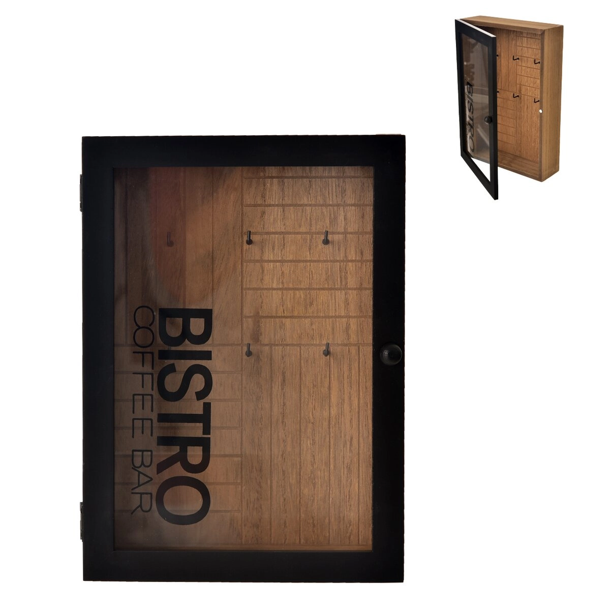 Levně Dřevěná skříňka na klíče Bistro hnědá