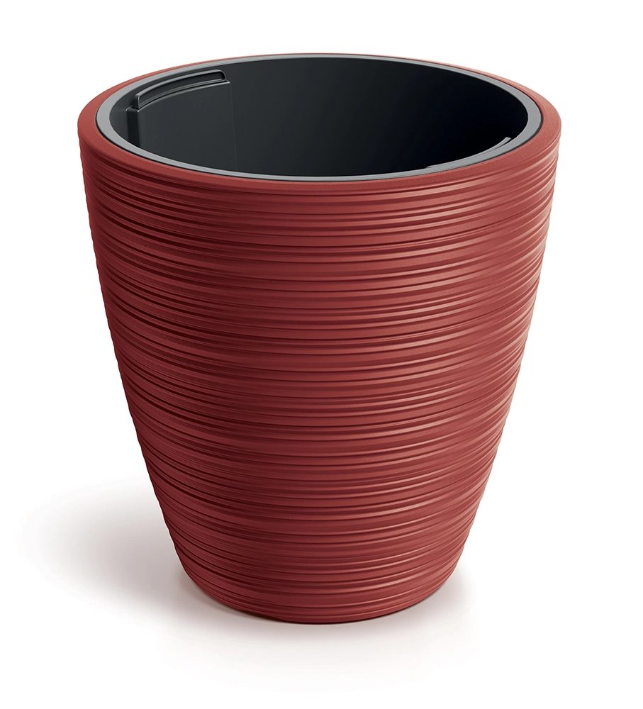 Levně Prosperplast Plastový květináč Venas Round červený, 29,9 cm