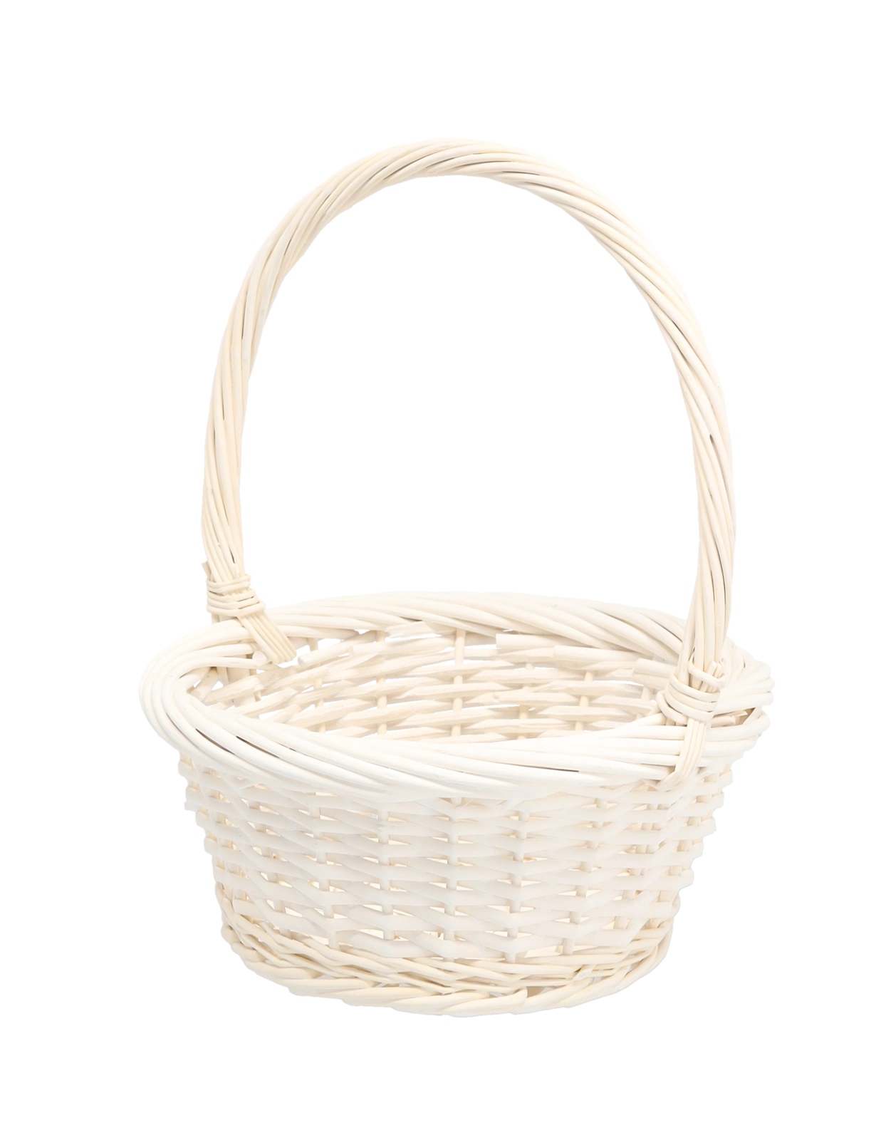 Levně Bílý ratanový košík s rukojetí 25 × 25 × 12/31 cm