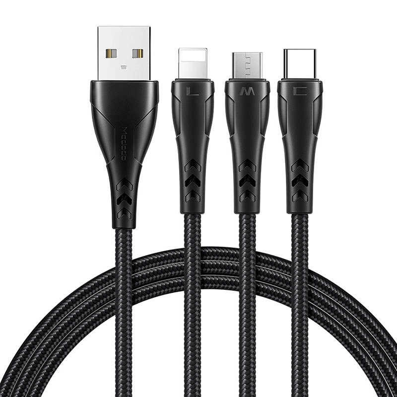 Levně Mcdodo CA-6960 3v1 USB na USB-C / Lightning / Micro USB, 1,2m, černý