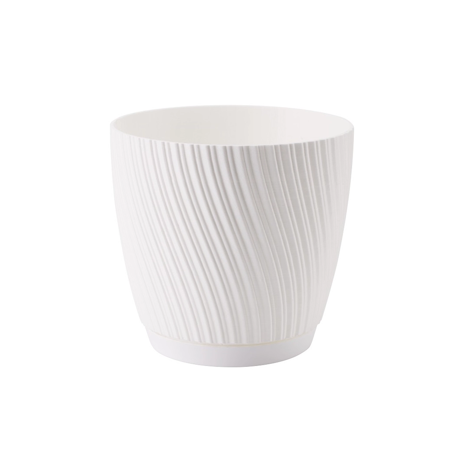 Levně Květináč s miskou Mika Eco Recycled 15 cm bílý