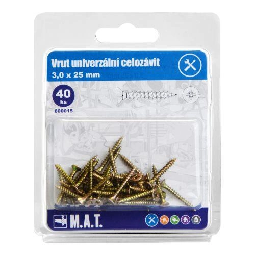 Levně Vrut un.celozávit 3,0x 25mm ZZ (40ks)
