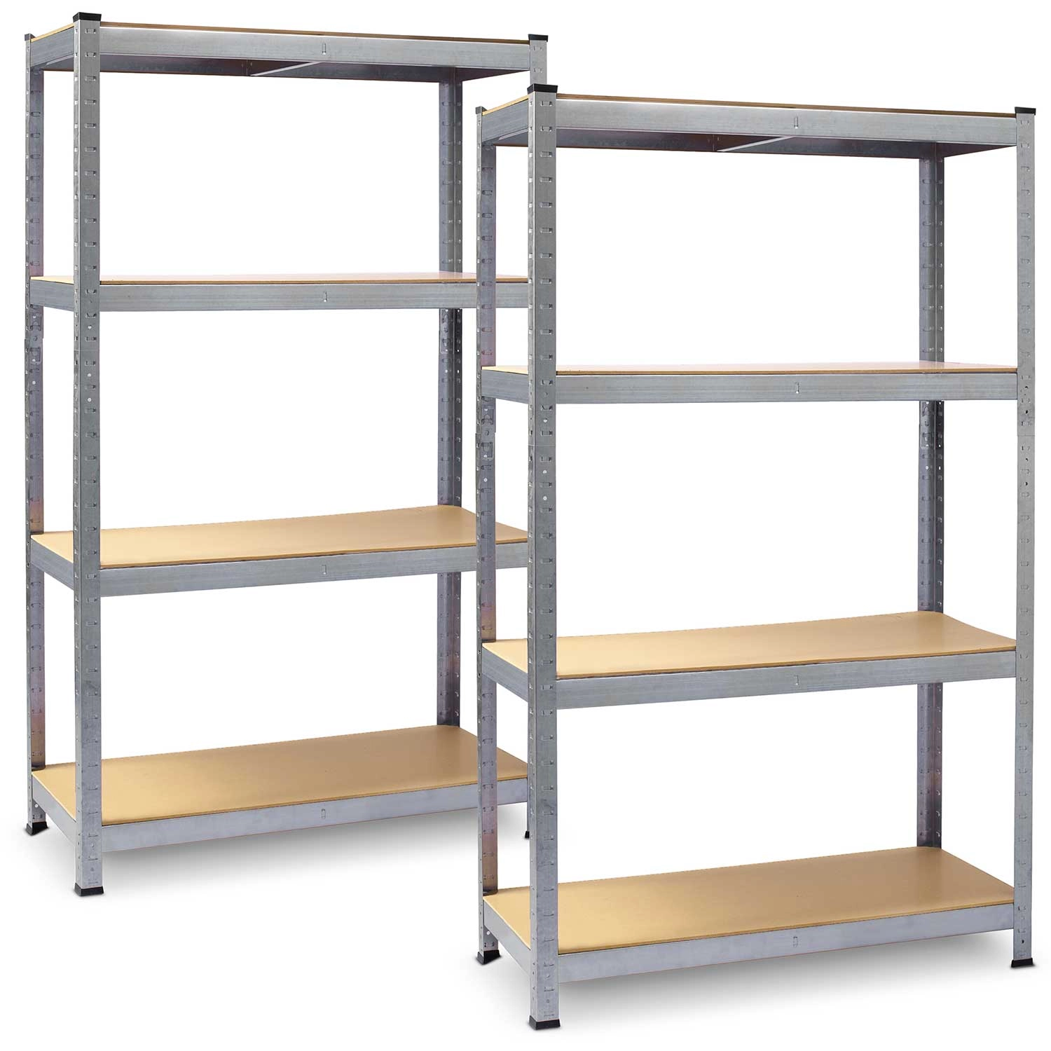 Levně Kovový regál do dílny a garáže 150 × 75 × 30 cm – sada 2 ks, stříbrný galvanizovaný