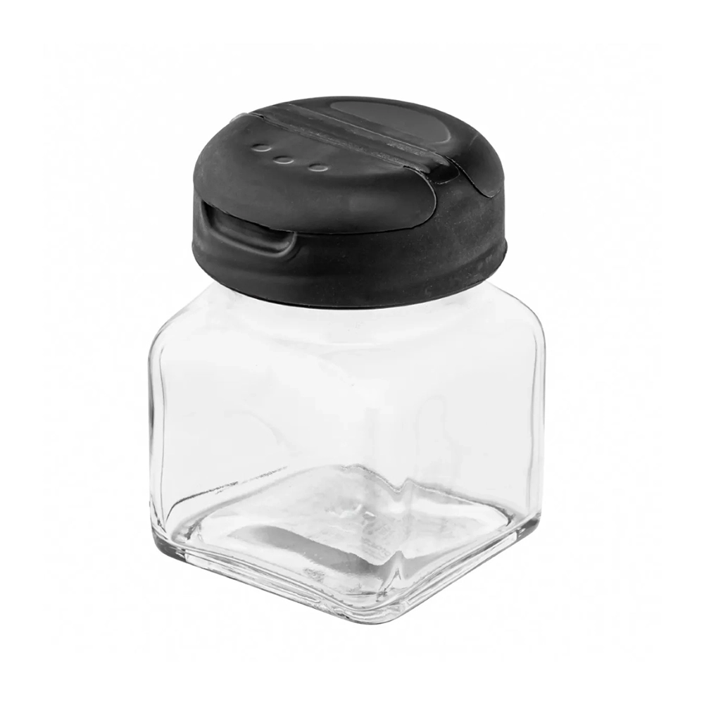 Levně Skleněná dóza na koření s výklopným víčkem 150 ml černá