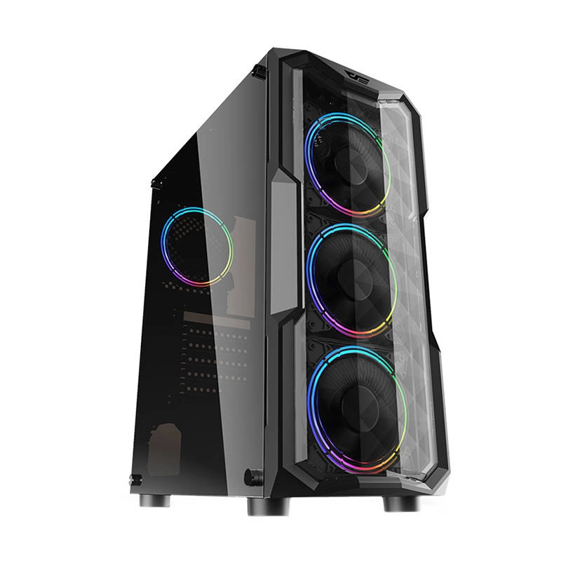 Levně Počítačová skříň Darkflash Aquarius Acrylic černá, midi tower s tvrzeným sklem