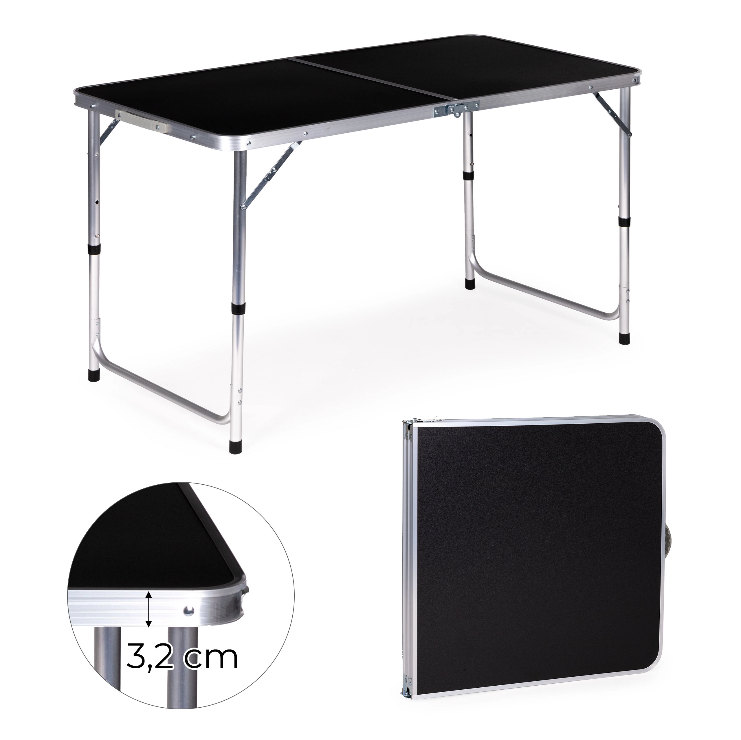 Levně Multigarden skládací kempingový stůl 120 × 60 cm černý