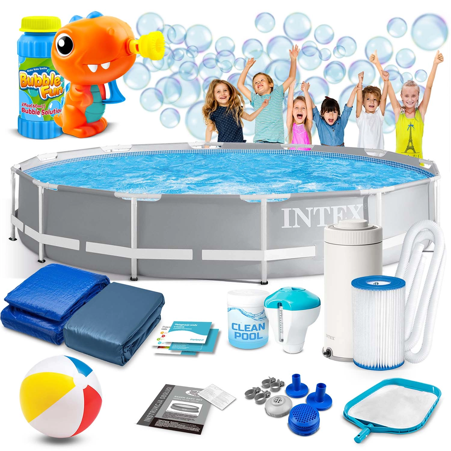 Levně Zahradní rámový bazén 366 × 76 cm set 16v1 INTEX s dárkem – výrobník bublin