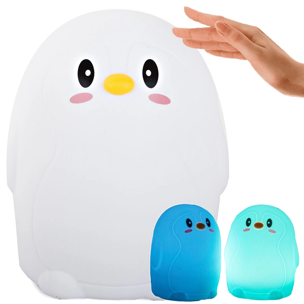 Levně Dětské noční světlo Tučňák s RGB podsvícením a dotykovým ovládáním