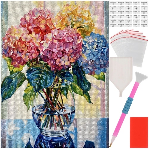 Levně Diamantové malování buket hortenzií 40 × 30 cm maaleo
