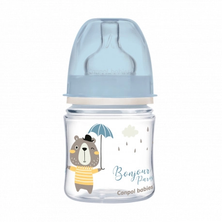 Levně Canpol babies kojenecká lahev se širokým hrdlem BONJOUR PARIS 120 ml modrá
