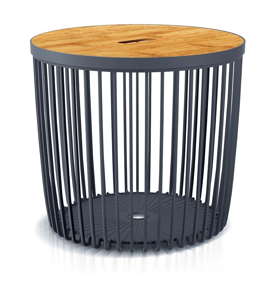 Levně Prosperplast Univerzální koš CLUBO s bambusovým víkem antracit 45cm