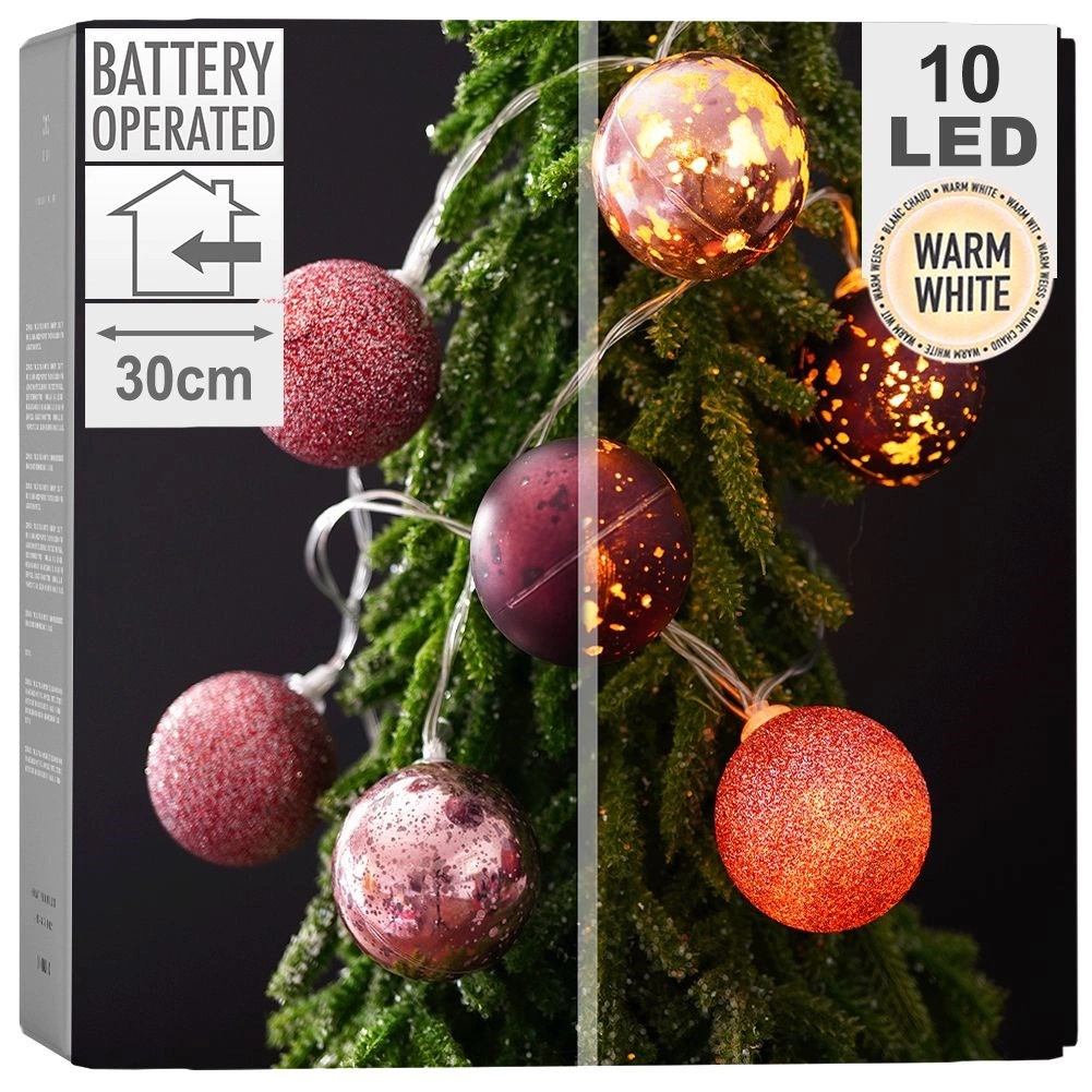 Levně Svítící vánoční baňky 10 LED fialové 4 cm