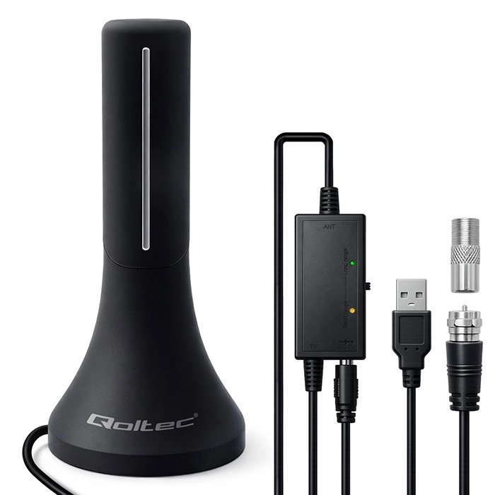 Vnitřní DVB-T/T2 anténa se zesilovačem, 4K, vysoký zisk 32 dBi, kabel 4 m