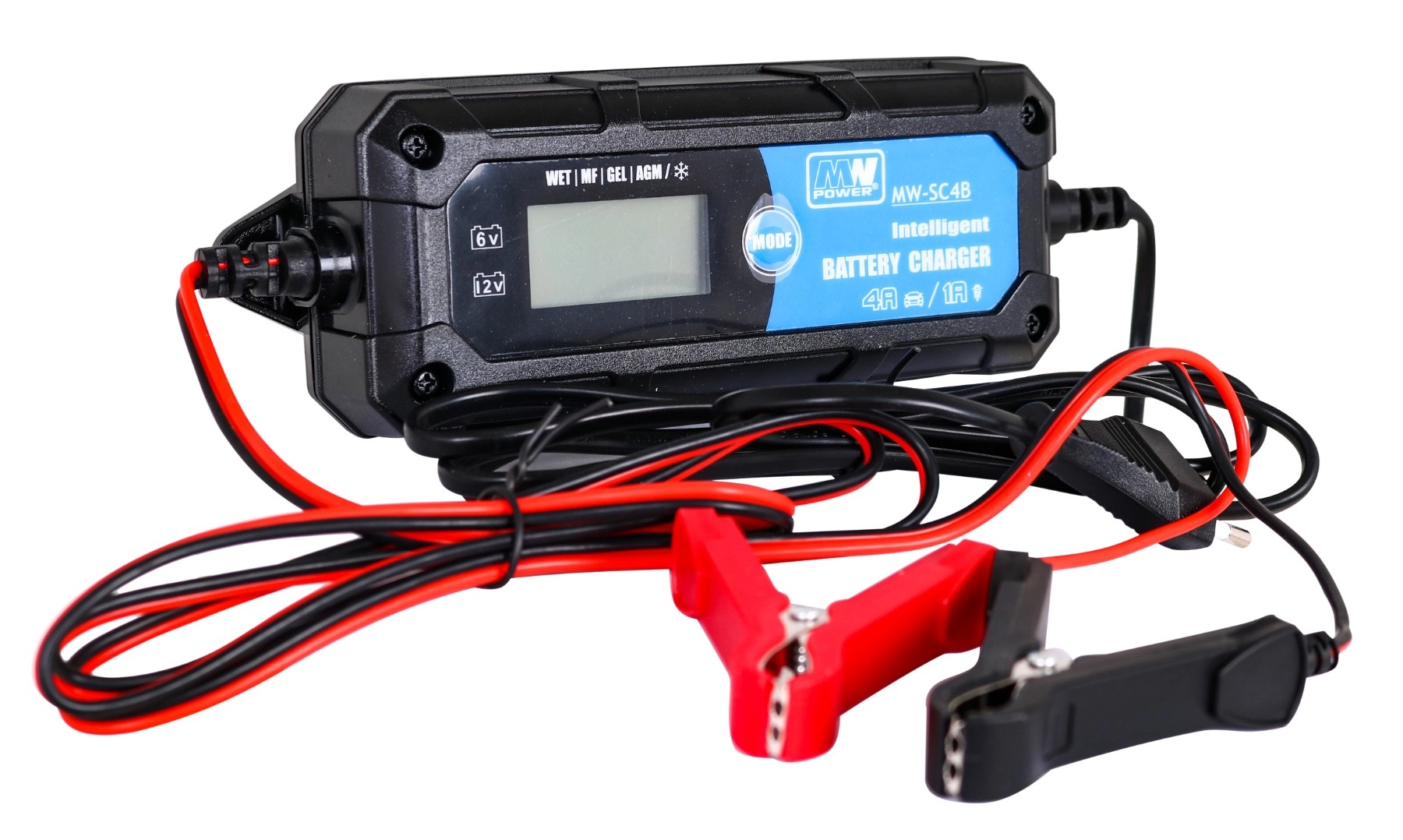 Levně Inteligentní nabíječka autobaterií s LCD 6V/12V, 1A/4A, pro WET, GEL a AGM
