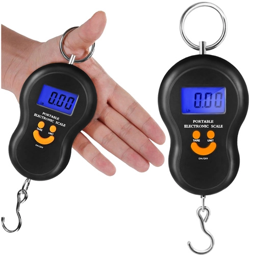 Levně Závěsná kapesní váha RUHHY 50 kg s LCD a funkcí tara