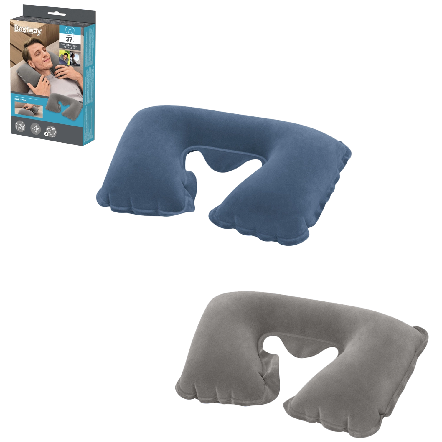 Levně Bestway polštář za krk na cesty semiš 46x28