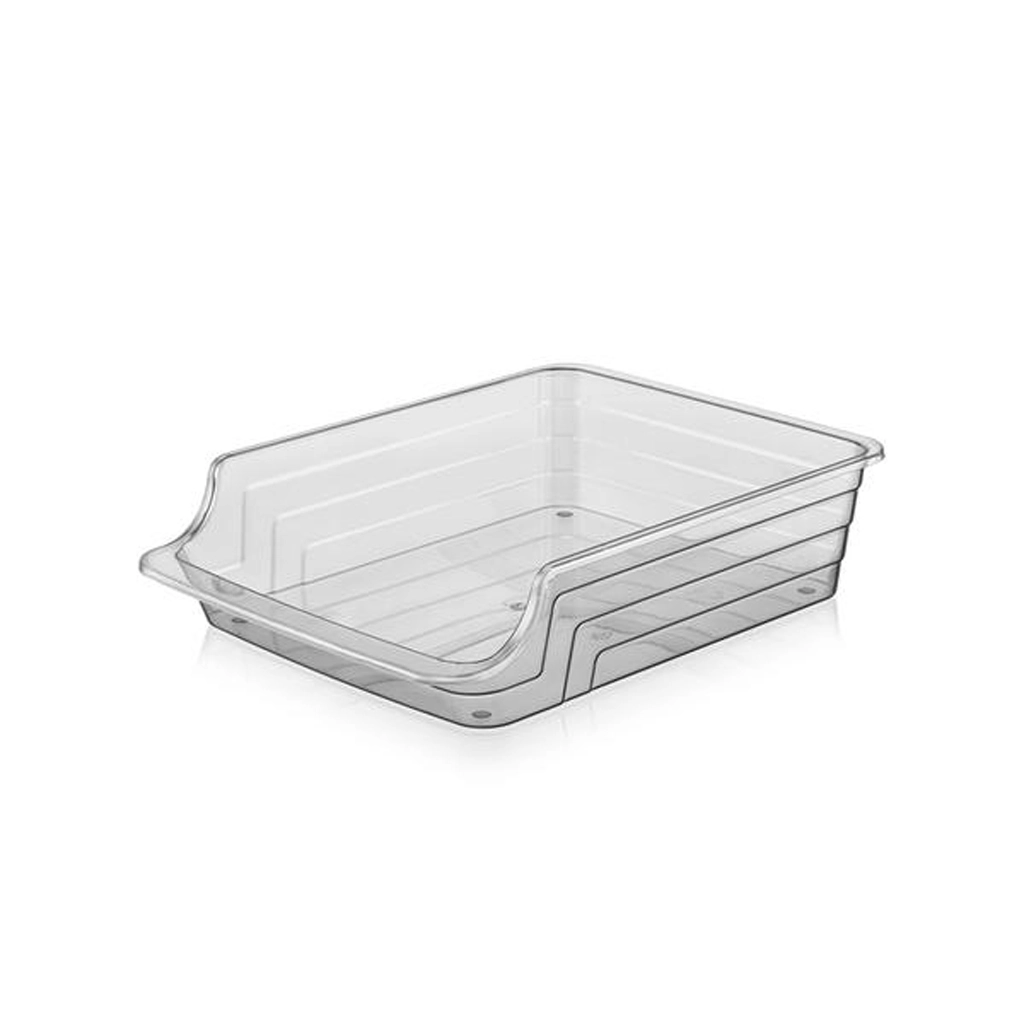 Levně Plastový organizér MAXI 34 × 24,5 × 8 cm, čirý antracit
