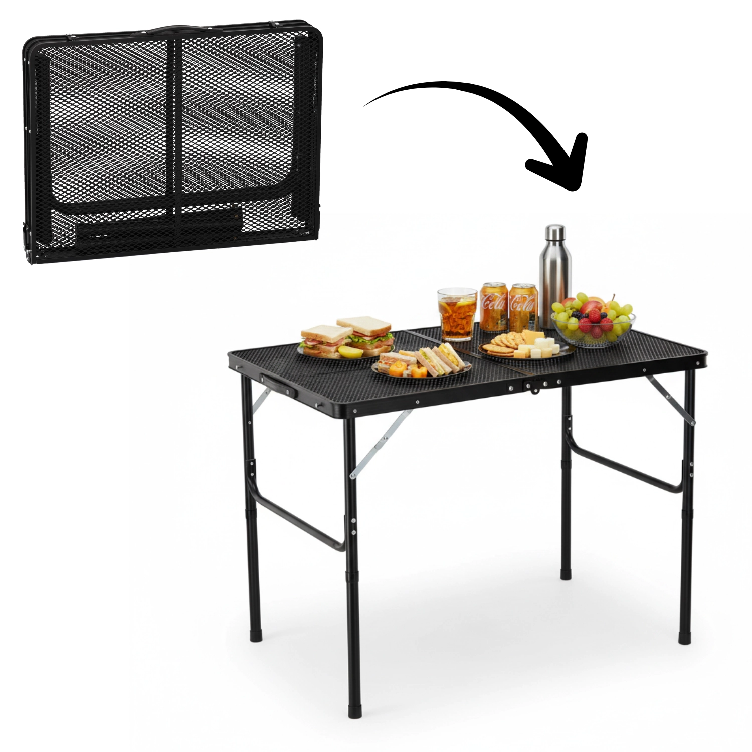 Levně Pro-Tech shop 62480 Skládací turistický stůl černý, 90x60x40/70cmOXE8425