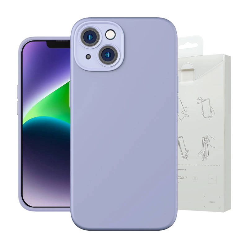 Levně Baseus Liquid Silica Gel iPhone 14 Plus levandulové + tvrzené sklo + čisticí sada