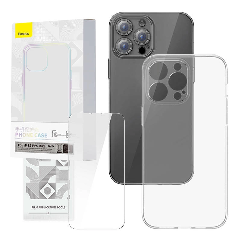 Levně Pouzdro Baseus Transparent Case and Tempered Glass set Corning for iPhone 12 Pro Max