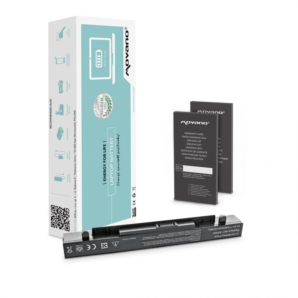 Levně Movano náhradní baterie pro notebook Asus x550/a450/k550 (a41-x550a) 4400 mah 63 wh