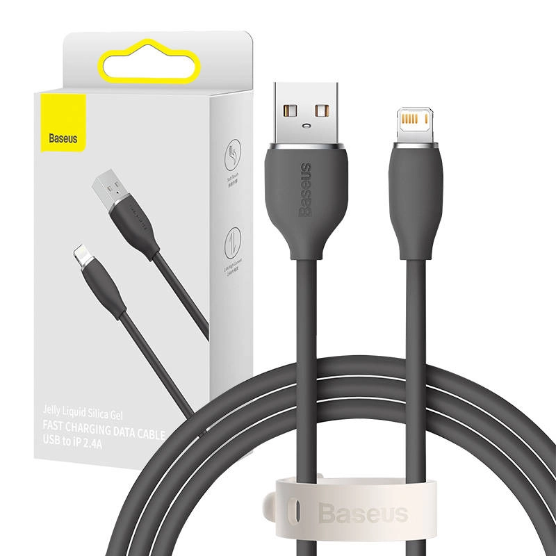 Levně Baseus Jelly kabel USB do Lightning, 2,4A, 1,2 m (černý)