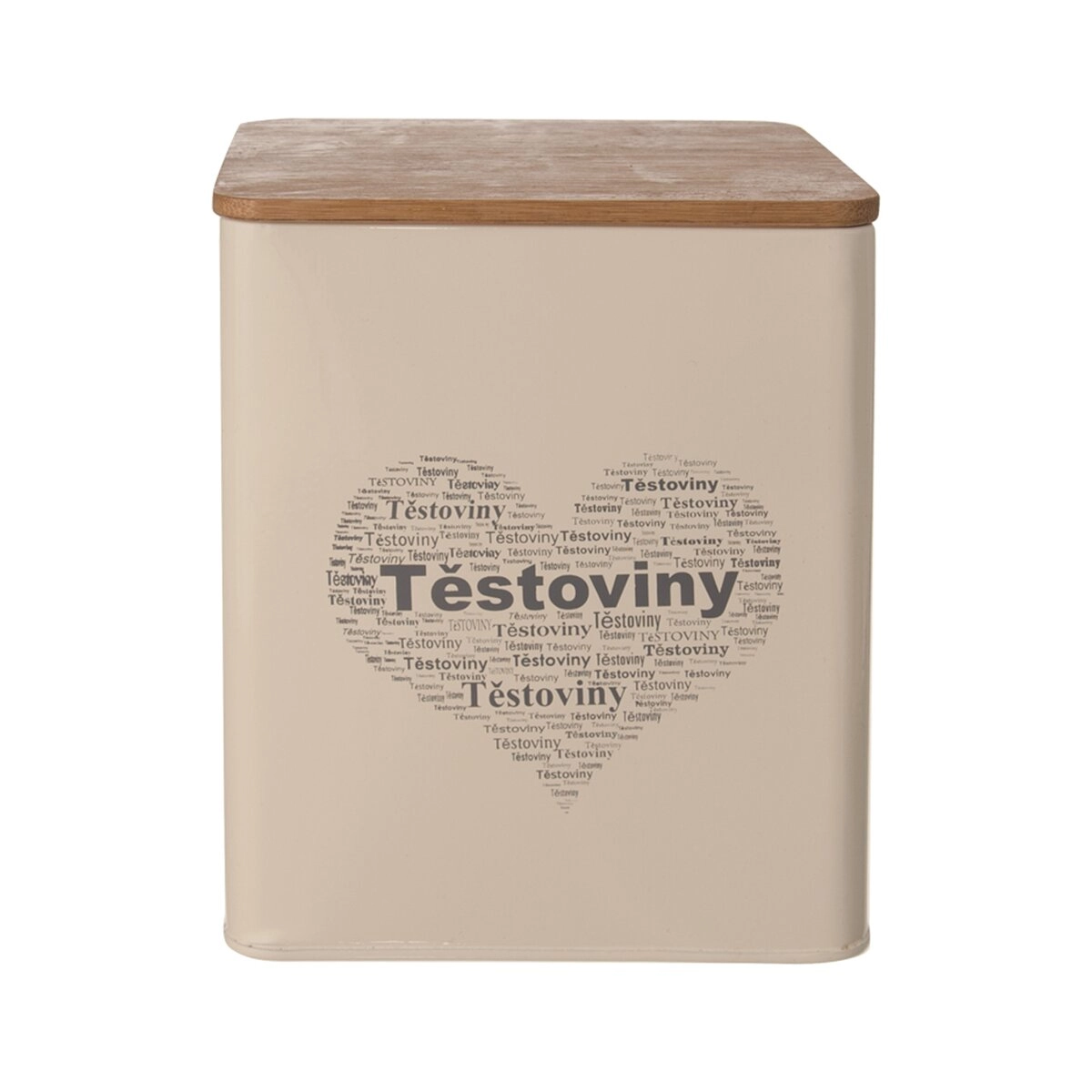 Levně Dóza na těstoviny plech/dřevo s motivem srdce