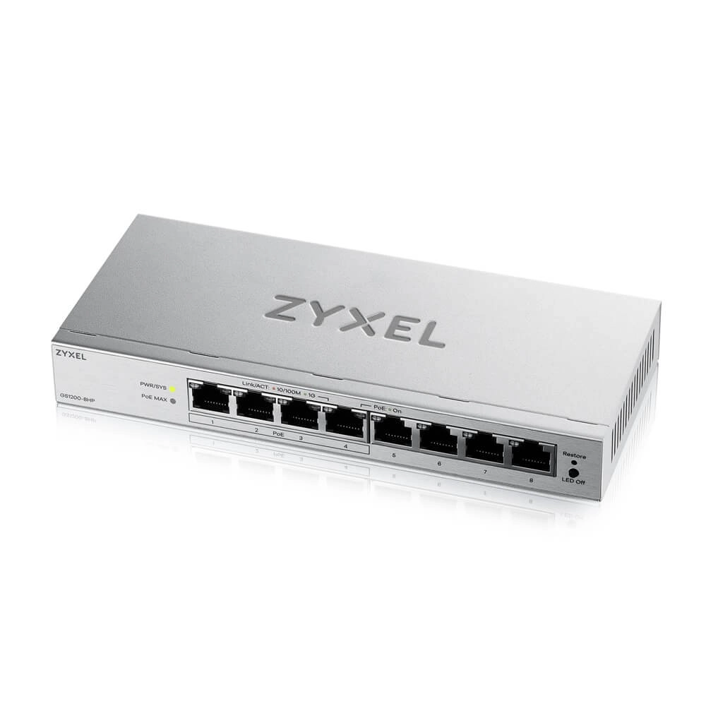 Levně Zyxel GS1200-8HPv3 – 8portový gigabitový PoE přepínač řízený přes web