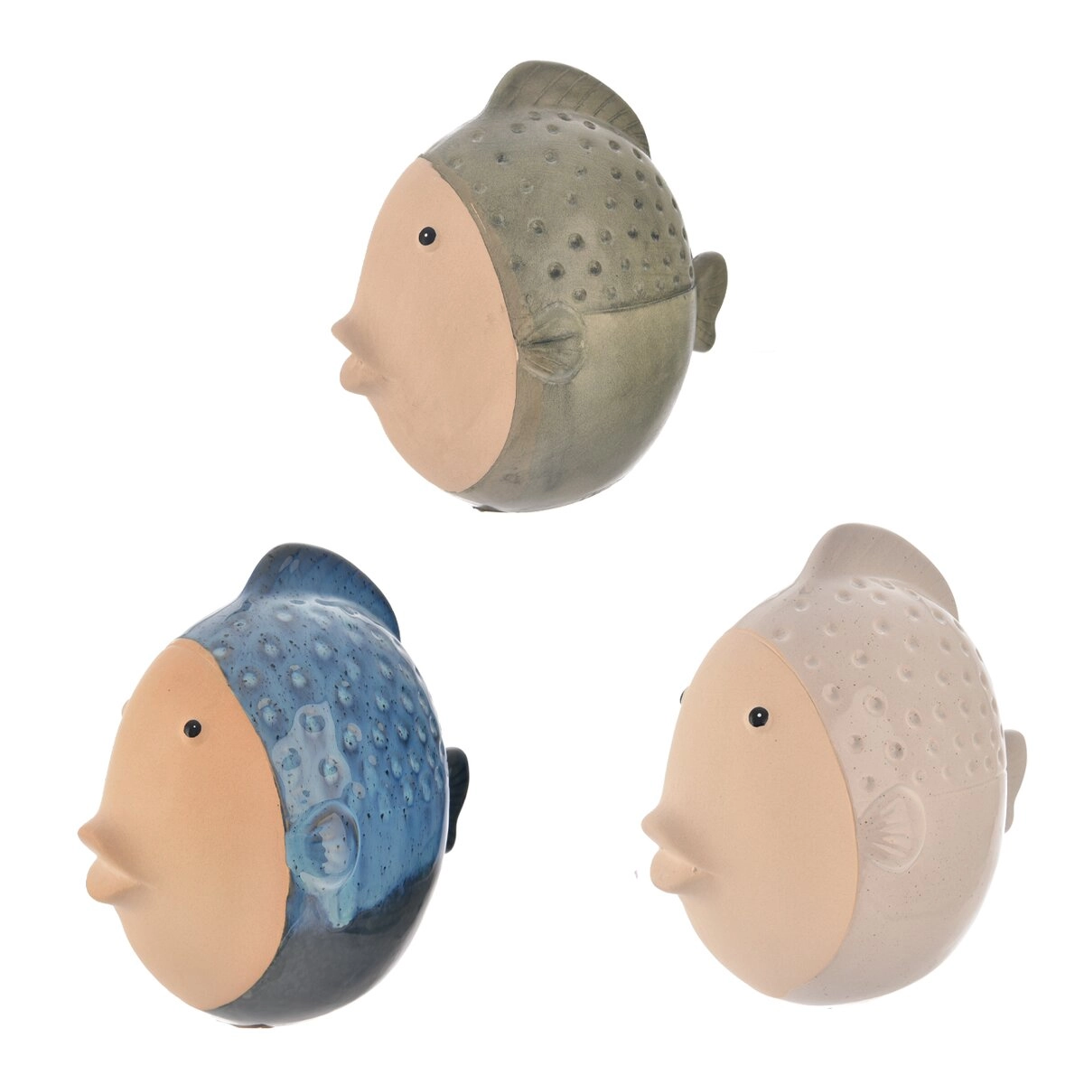 Levně Porcelánová dekorace ryba – lesklá soška do interiéru (20 cm)