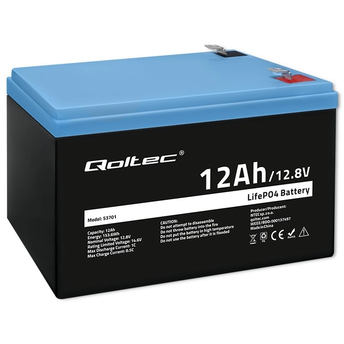 Levně Akumulátor lifepo4 12.8v 12ah s bms qoltec