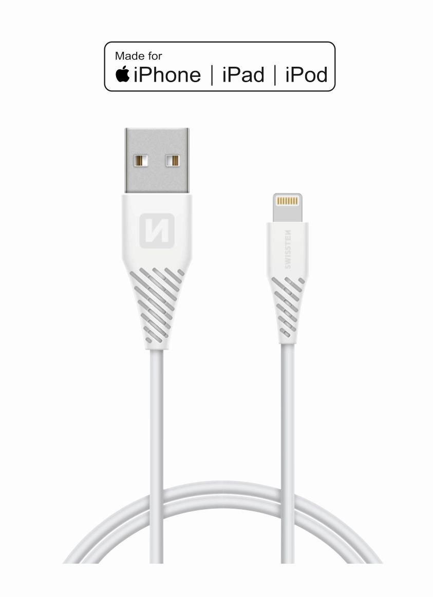 Levně Swissten 71526501 USB-A na Lightning, zástrčka USB-A - zástrčka Lightning, MFi, 1,2m, bílý