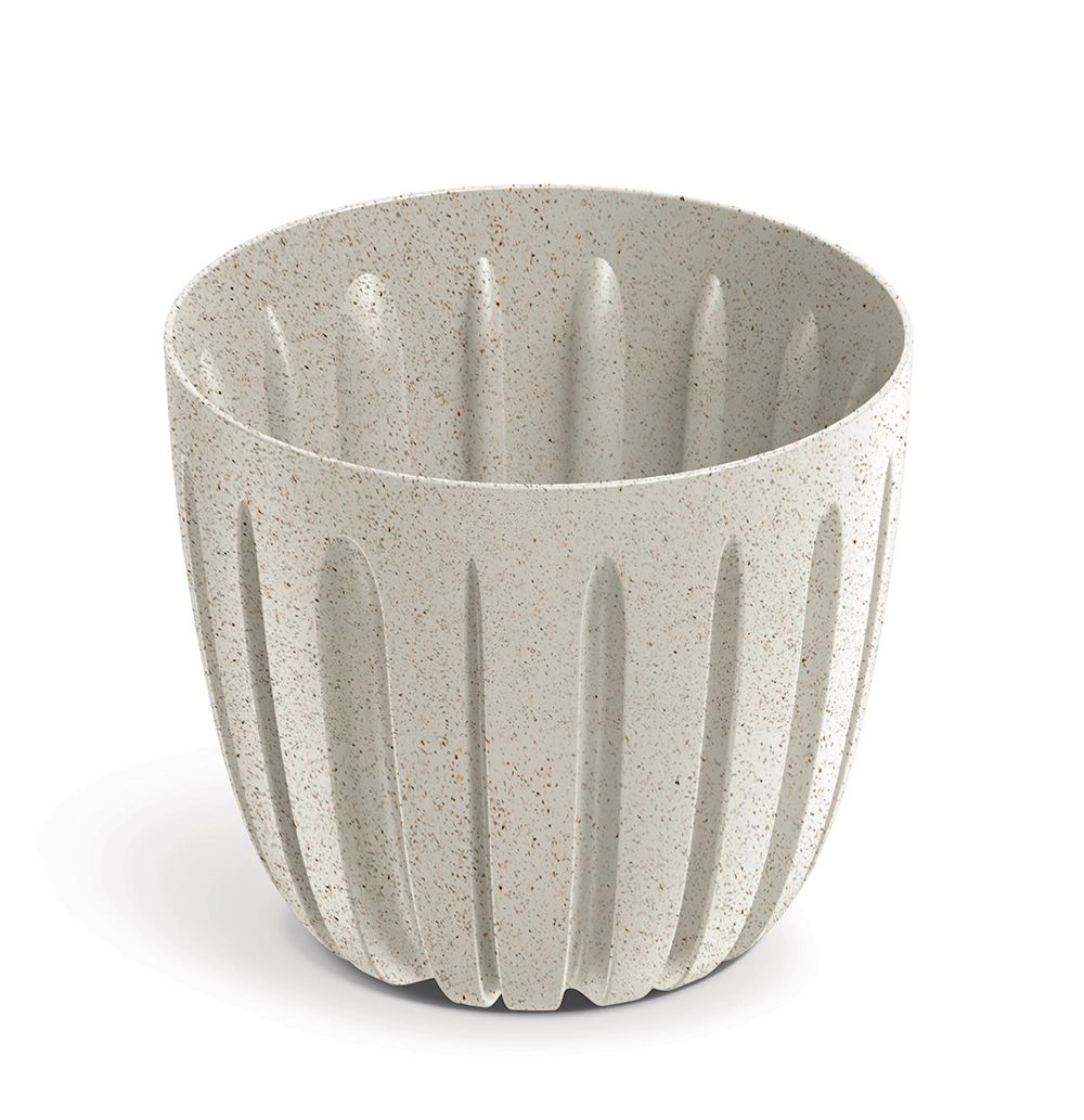 Levně Prosperplast Plastový květináč WARIOS ECO WOOD bílý matný, 13,8 cm