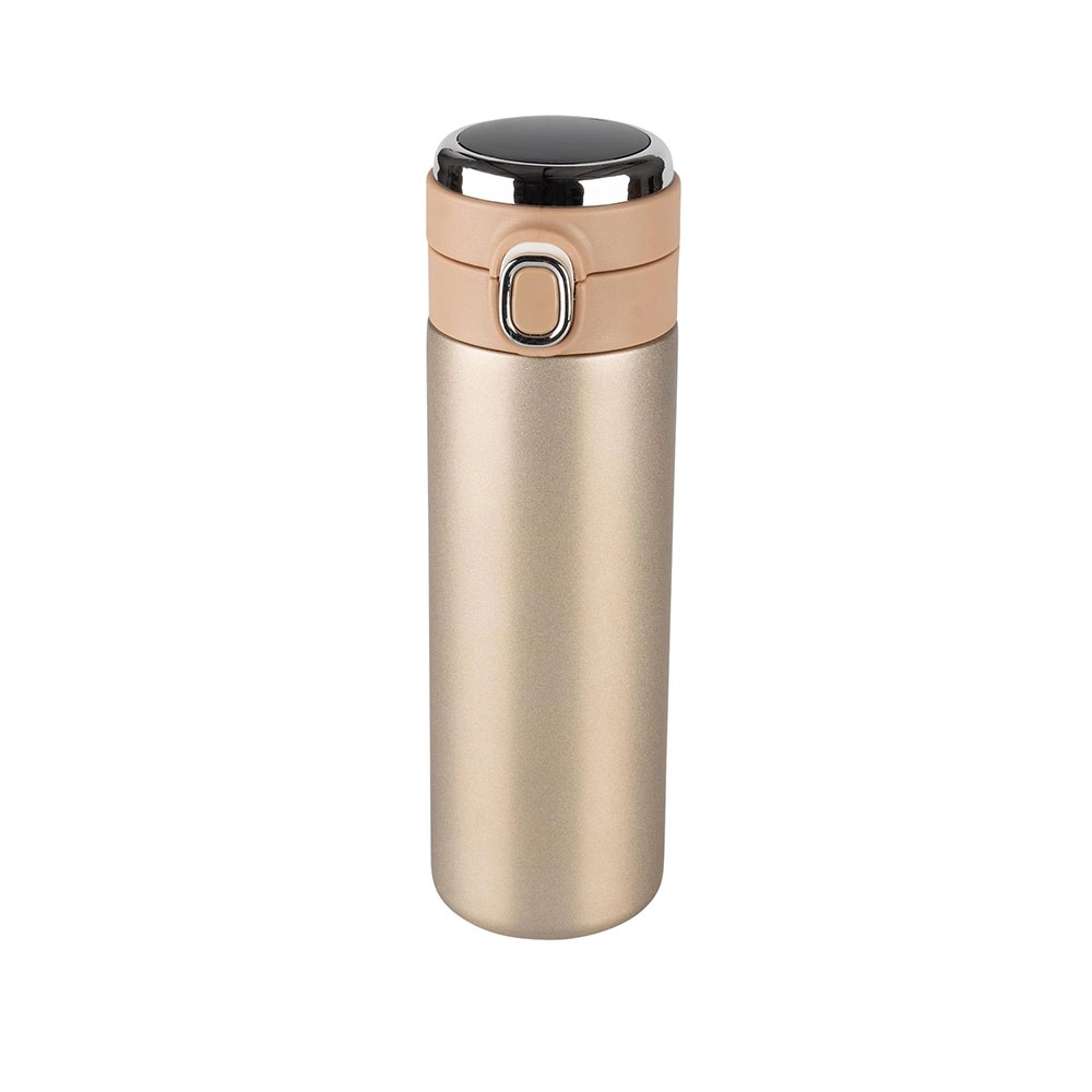 Levně Termohrnek 420 ml se LED displejem zlatý