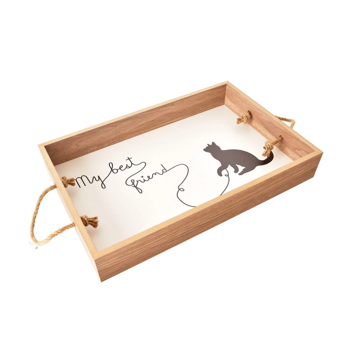 Levně Dřevěný servírovací tác Lovely Cat 38 × 25 cm