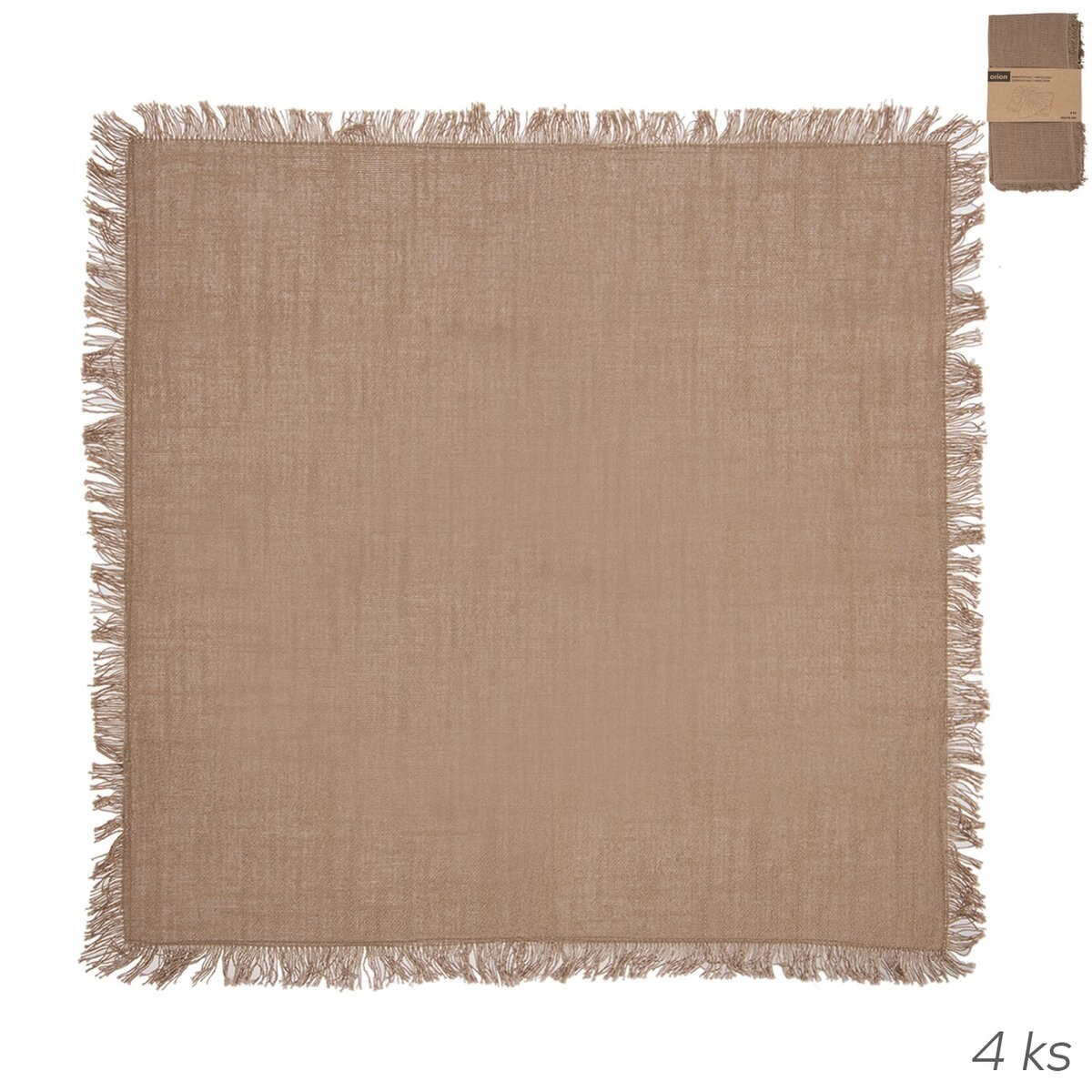 Levně Orion Servírovací ubrousky bavlna hnědá 4 ks 45x45cm