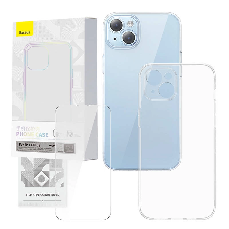 Levně Pouzdro Baseus Transparent Case and Tempered Glass set Corning for iPhone 14 Plus