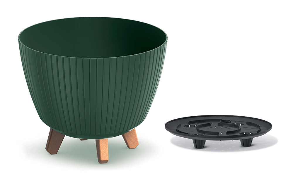 Levně Prosperplast Plastový květináč LAMIAL tmavě zelený 23,2 cm