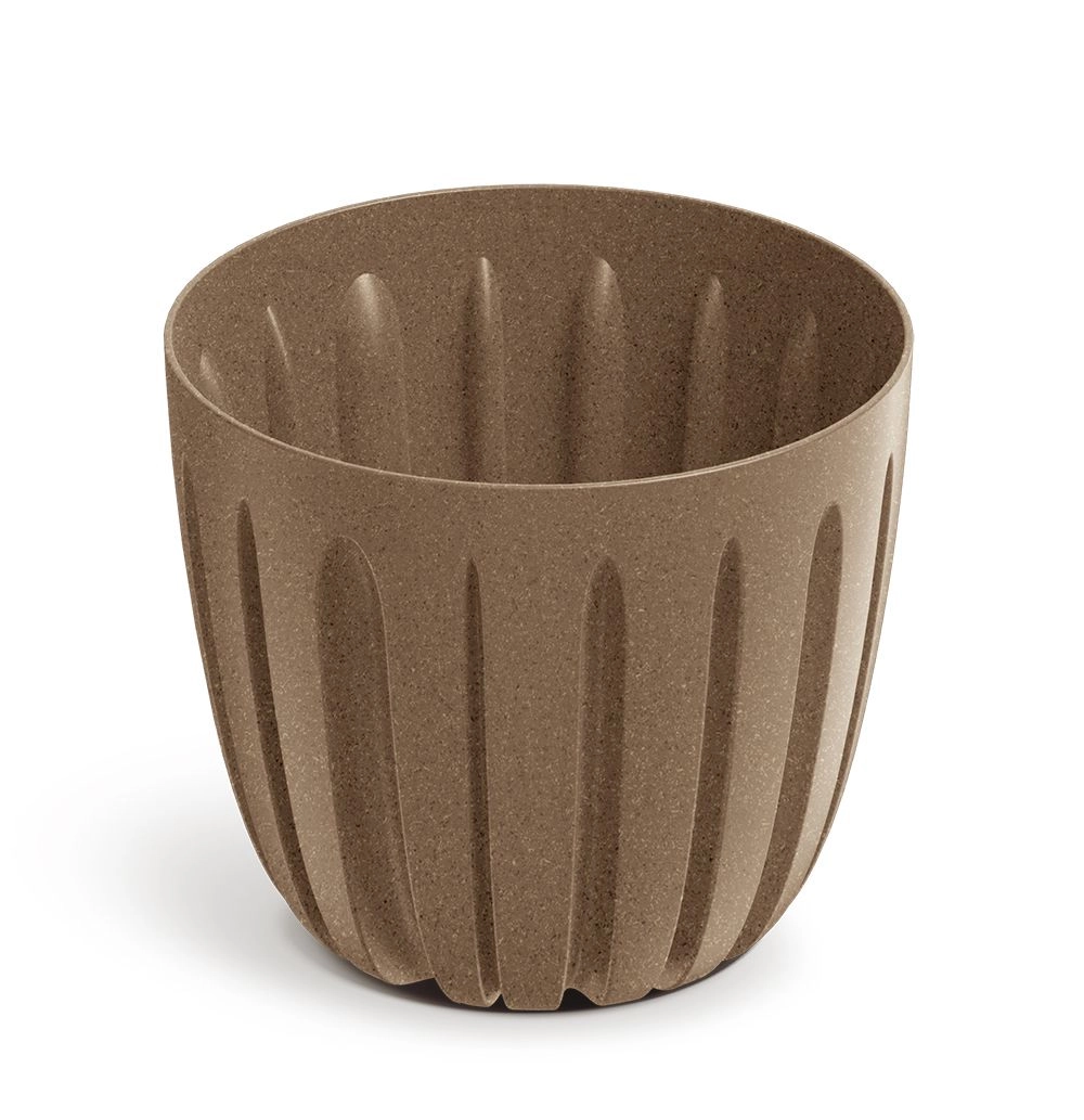 Levně Prosperplast Plastový květináč WARIOS ECO WOOD hnědý matný, 13,8 cm